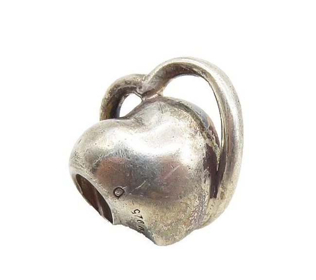 925 Sterling Silver  Vintage Petite Dark Tone Love Heart Slide Pendant  PT7262