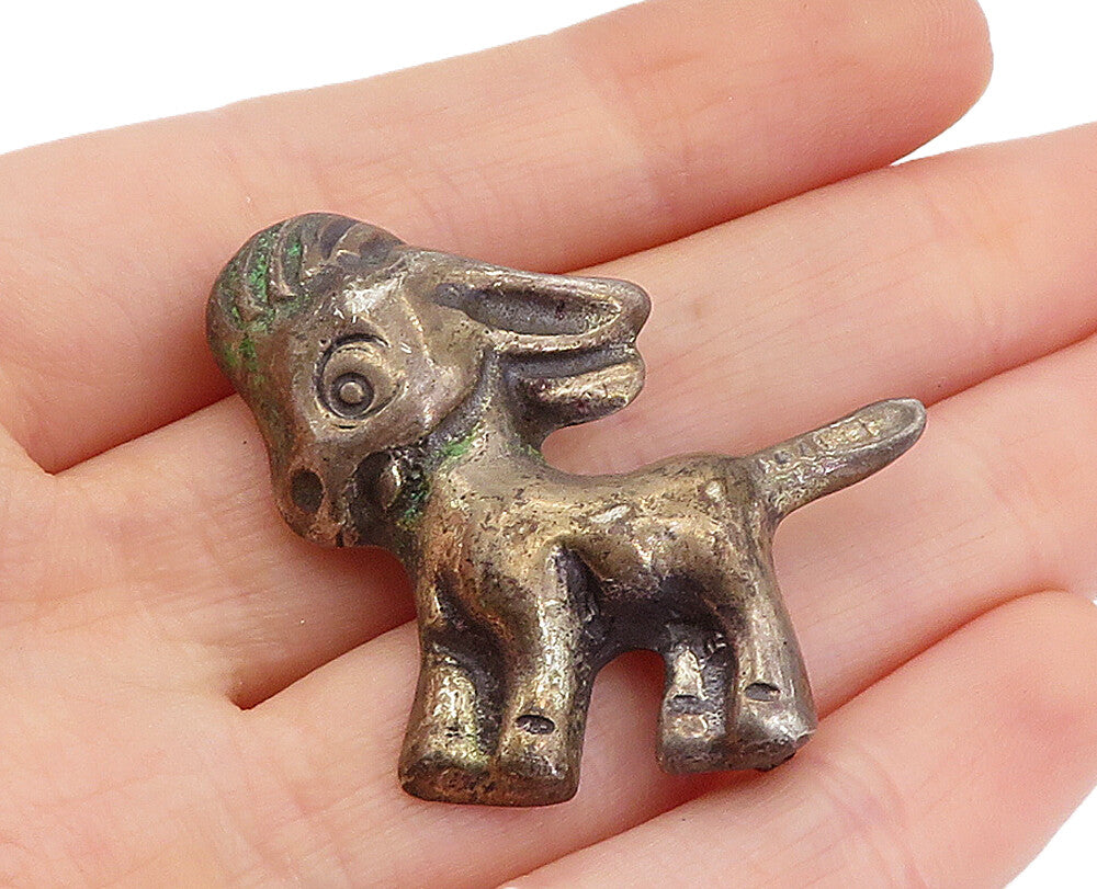925 Sterling Silver Vintage Antique Dark Tone Baby Donkey Brooch Pin BP1499