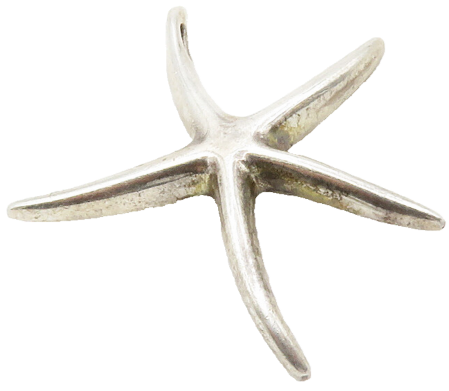 925 Sterling Silver  Vintage Petite Starfish Motif Smooth Shiny Pendant PT9853