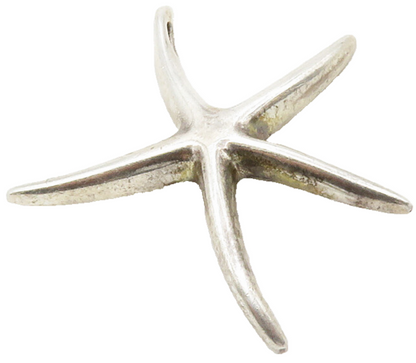 925 Sterling Silver  Vintage Petite Starfish Motif Smooth Shiny Pendant PT9853