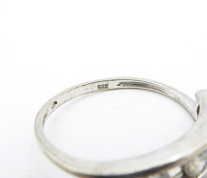 925 Sterling Silver Vintage Cubic Zirconia Bypass Band Ring Sz 6.5 RG5637