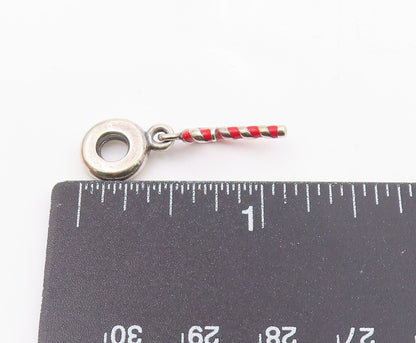 PANDORA 925 Silver  Vintage Enamel Christmas Candy Cane Pendant  PT17189