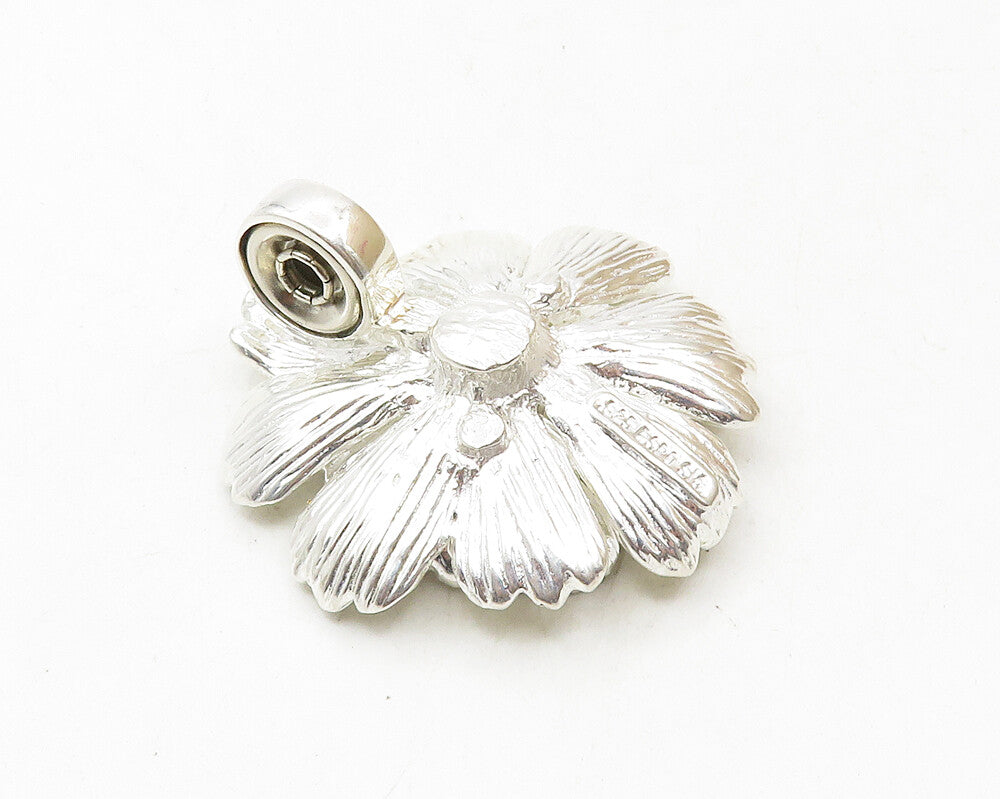 ESPO 925 Silver & 14K GOLD  Vintage Shiny 2 Tone Flower Motif Pendant  PT7653