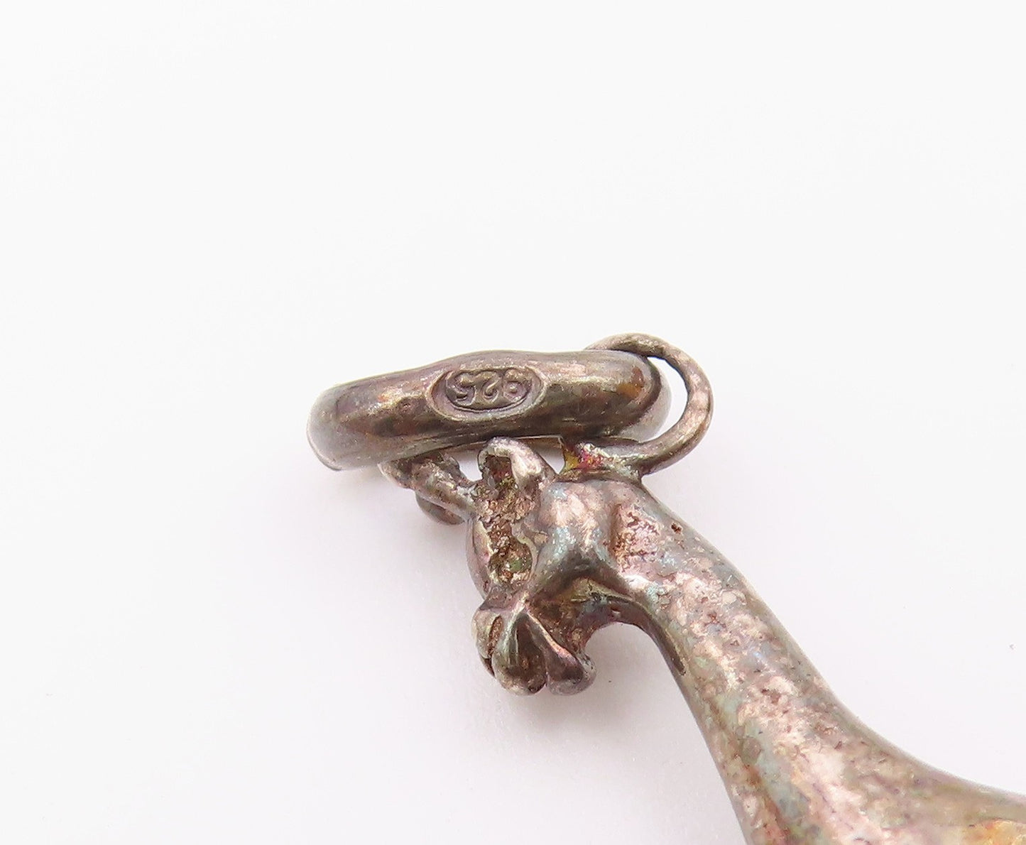 925 Sterling Silver  Vintage Petite Giraffe Animal Drop Pendant  PT18596
