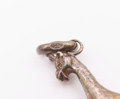 925 Sterling Silver  Vintage Petite Giraffe Animal Drop Pendant  PT18596