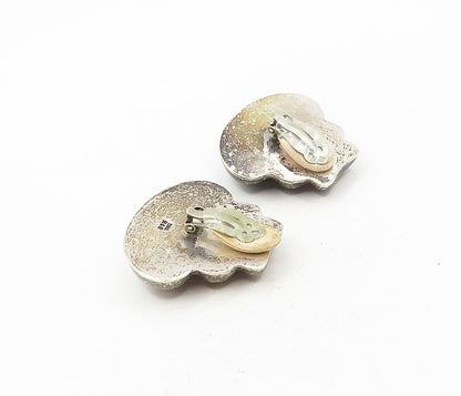 ZINA 925 Silver  Vintage Dark Tone Hollow Fluted Non Pierce Earrings  EG4684