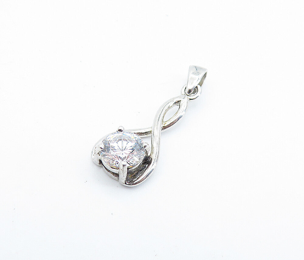 925 Sterling Silver  Cubic Zirconia Infinity Twist Petite Drop Pendant  PT4882