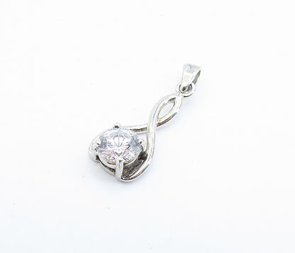 925 Sterling Silver  Cubic Zirconia Infinity Twist Petite Drop Pendant  PT4882