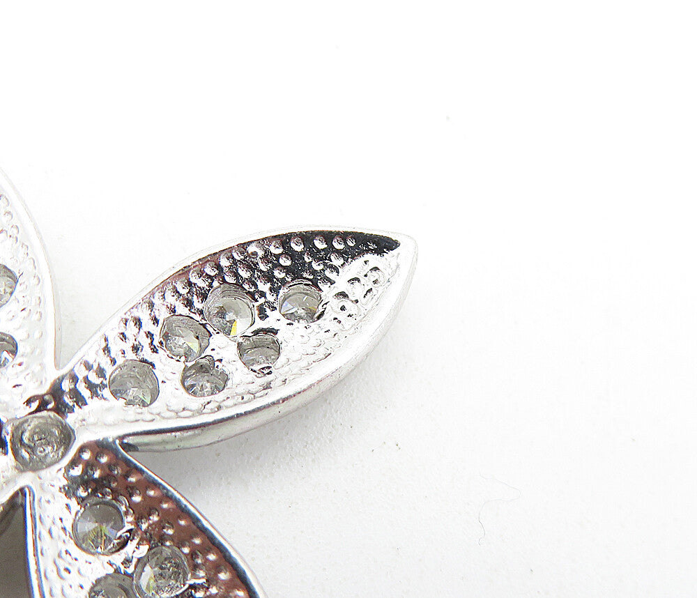 925 Sterling Silver  Sparkling Cubic Zirconia Flower Motif Pendant  PT4626