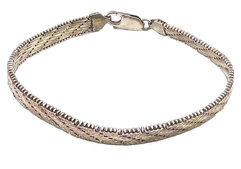 925 Sterling Silver  Vintage Shiny Dark Tone Flat Chain Bracelet  BT6060