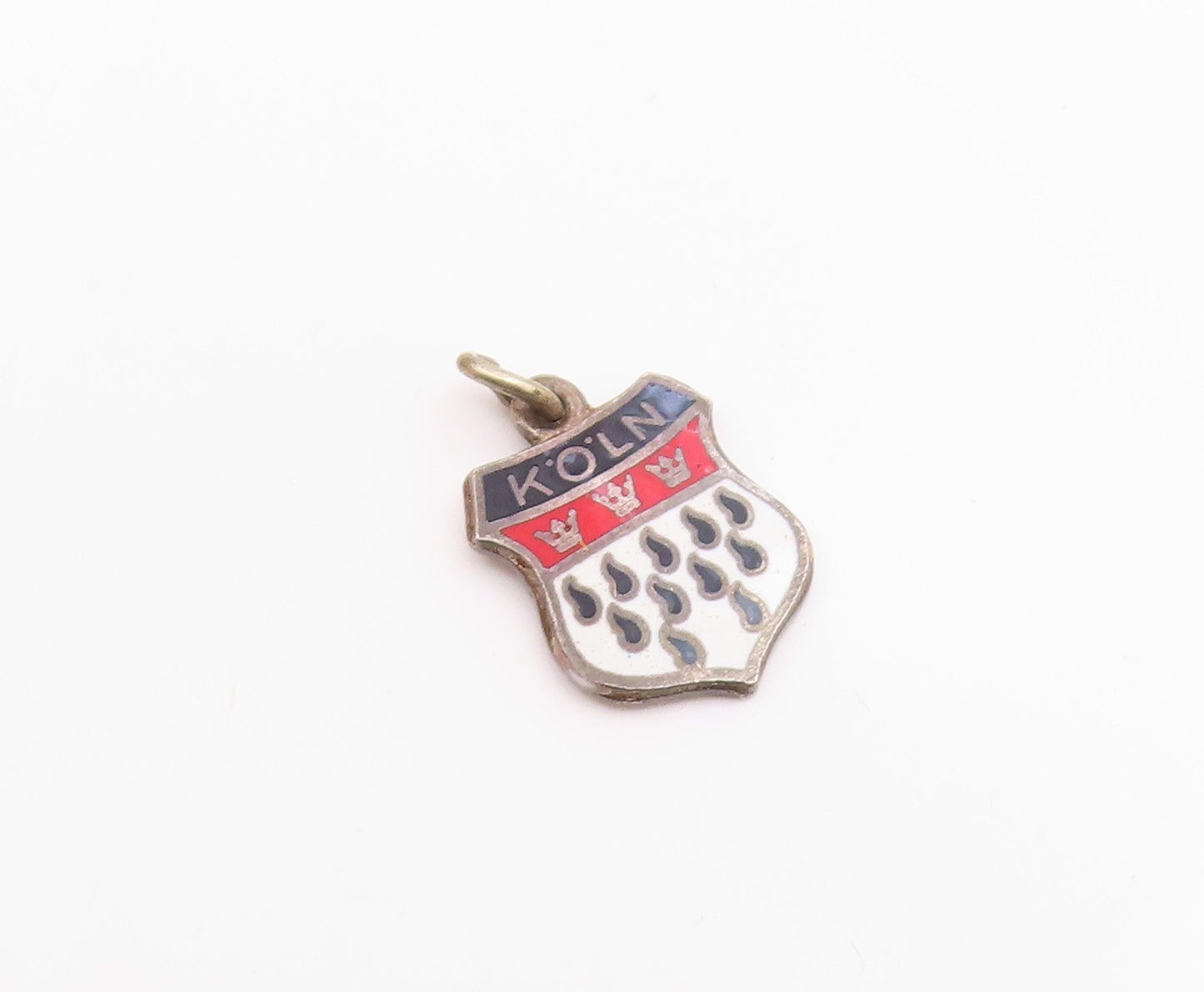 925 Sterling Silver  Vintage Enamel Cologne Germany Souvenir Pendant  PT18524