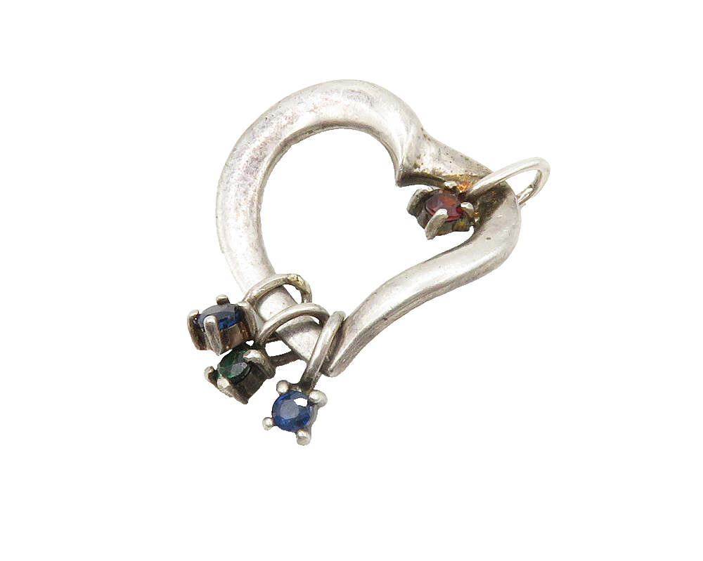 LENOX 925 Sterling Silver  Vintage Topaz & Garnet Love Heart Pendant  PT11456