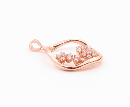 925 Sterling Silver  Vintage Topaz Cluster Rose Gold Plated Pendant  PT20309