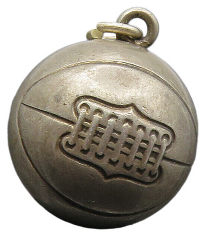 925 Sterling Silver  Vintage Petite Dark Tone Hollow Basketball Pendant PT7245