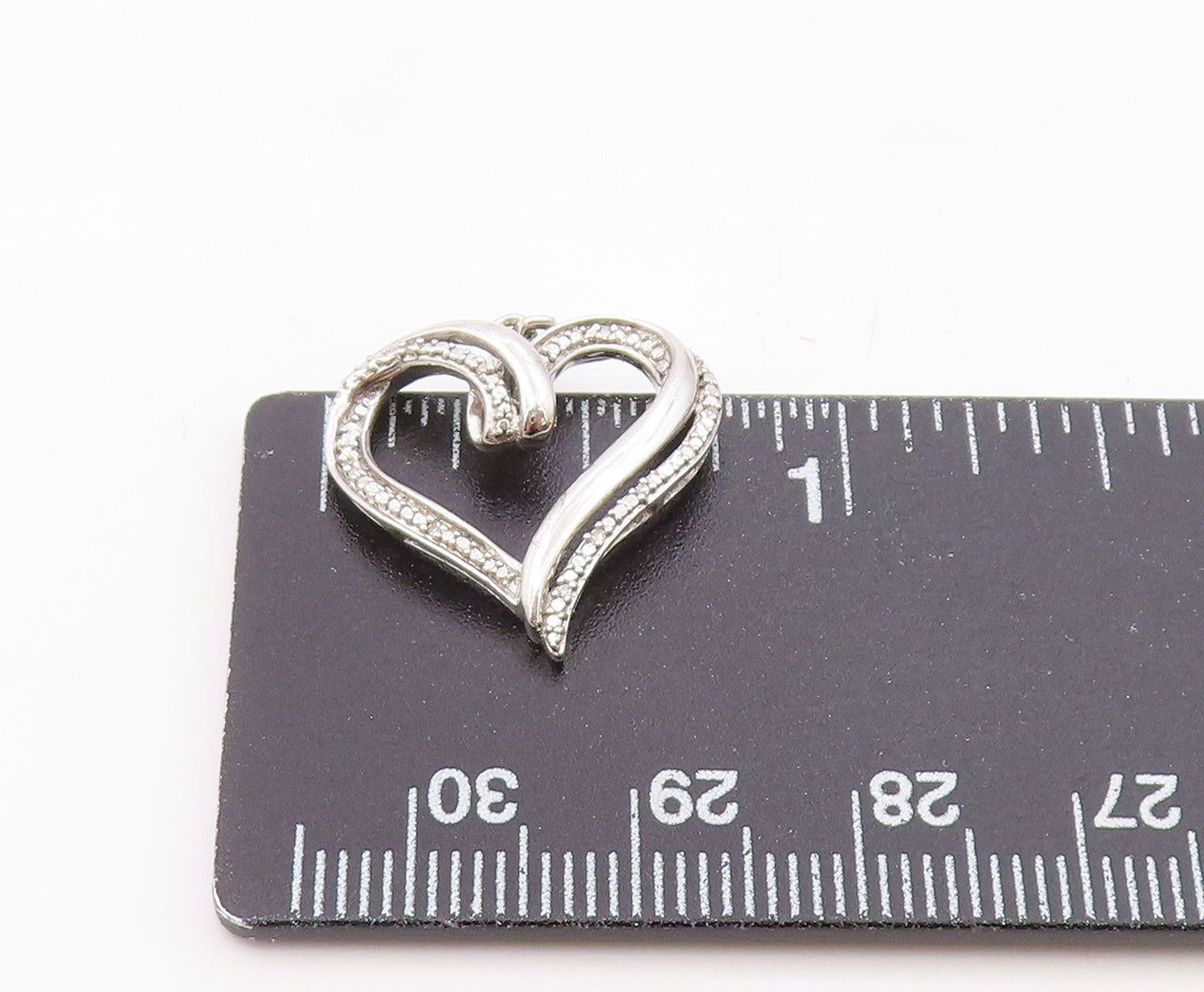 925 Sterling Silver  Vintage Genuine Diamonds Love Heart Pendant  PT19746