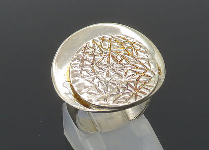 925 Sterling Silver  Vintage Shiny Etched Detail Round Band Ring Sz 6  RG20457