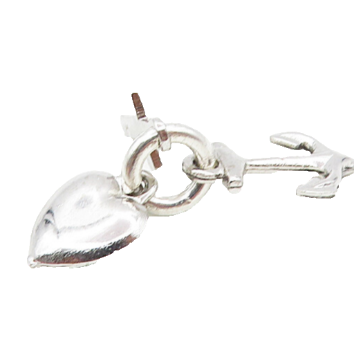 925 Sterling Silver  Shiny Love Heart Religious Cross Anchor Pendant  PT6764