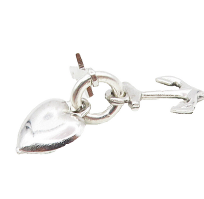 925 Sterling Silver  Shiny Love Heart Religious Cross Anchor Pendant  PT6764