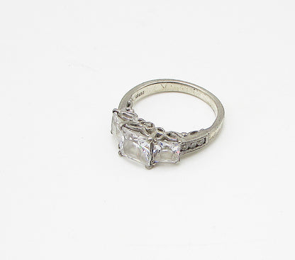 925 Silver  Vintage White Topaz & Cubic Zirconia Band Ring Sz 6.5  RG3221