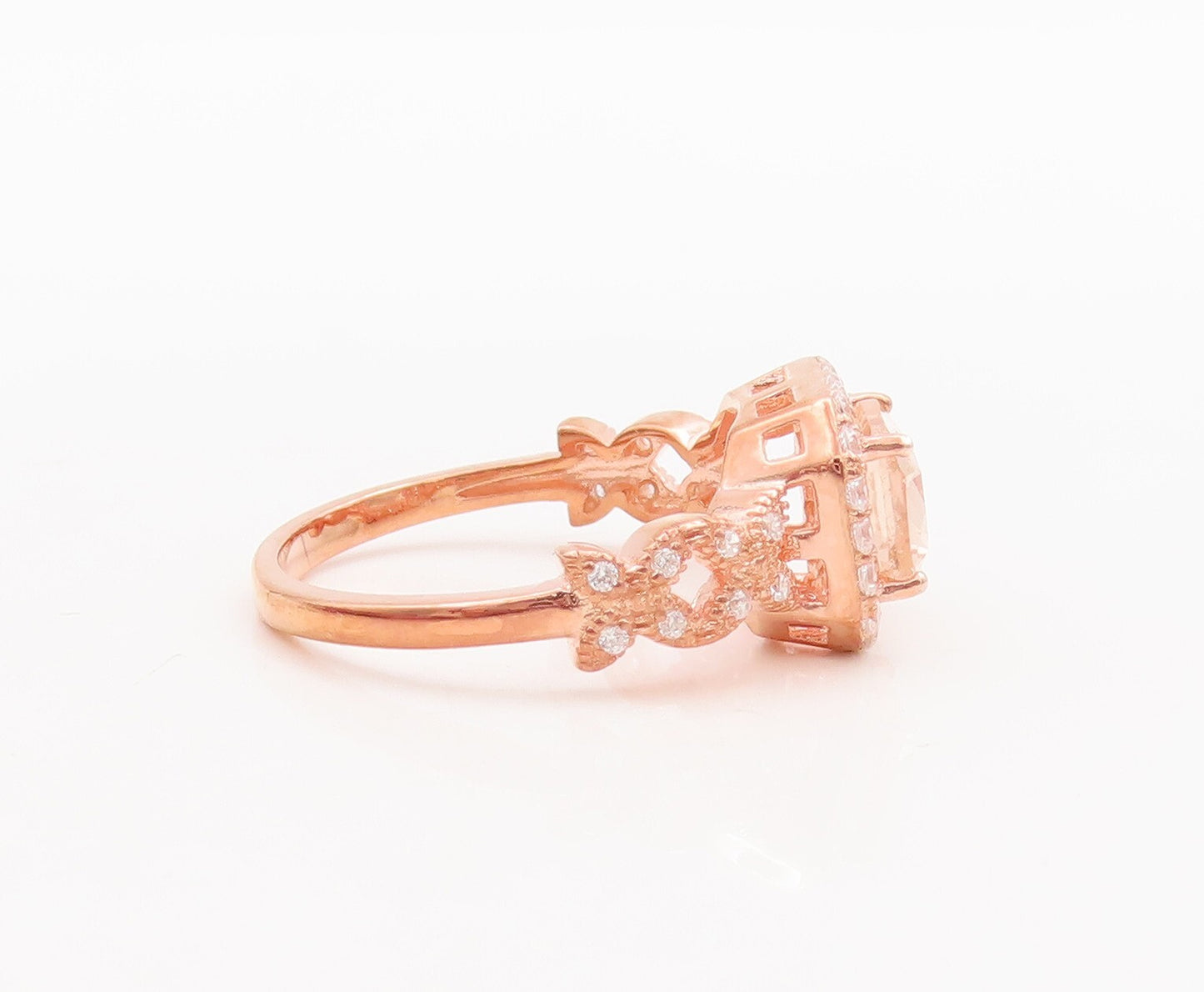 925 Sterling Silver Vintage Ring Rose Gold Plated Two Tone CZ  Sz 7  RG29231