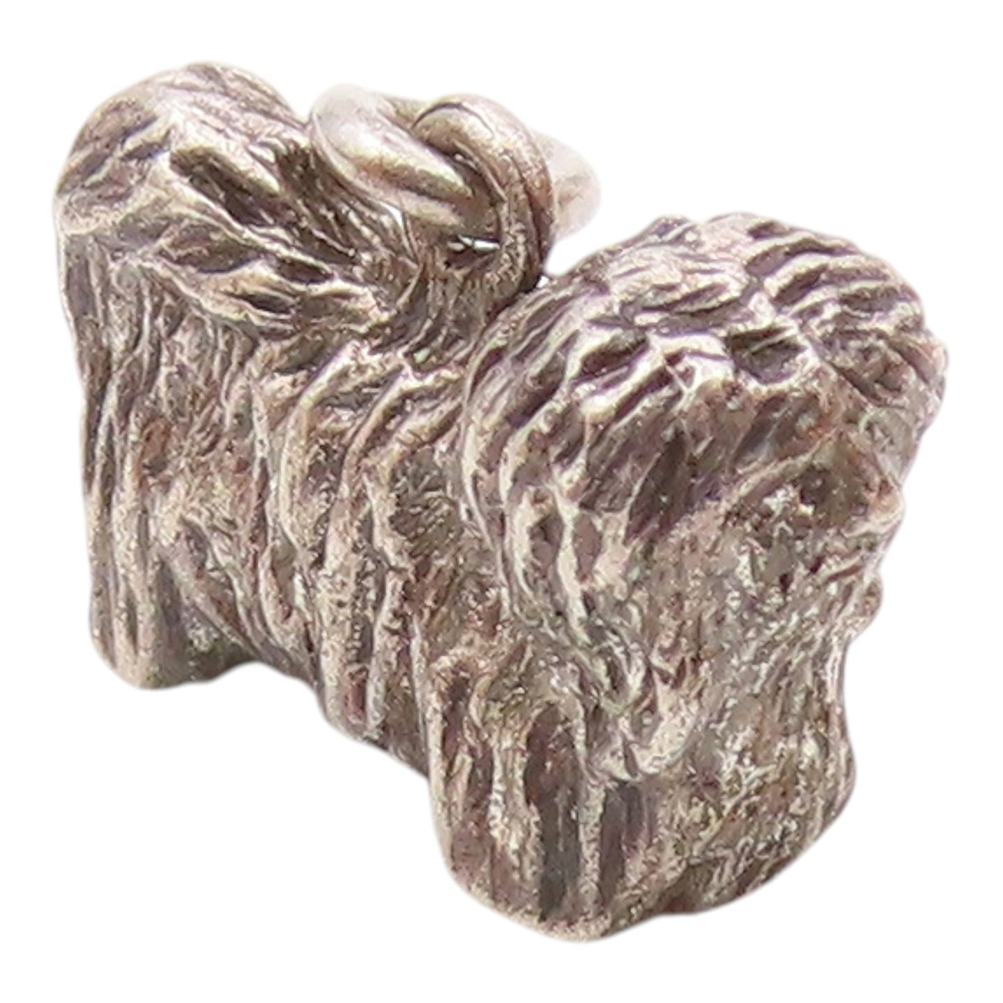 925 Sterling Silver  Vintage Bearded Collie Dog Charm Pendant  PT21332