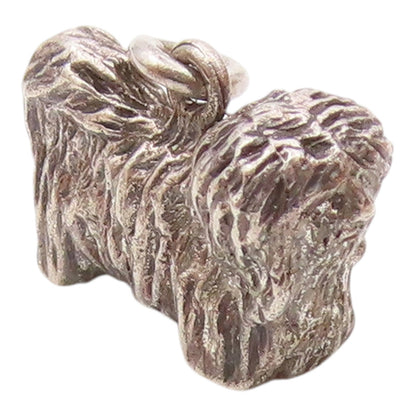 925 Sterling Silver  Vintage Bearded Collie Dog Charm Pendant  PT21332