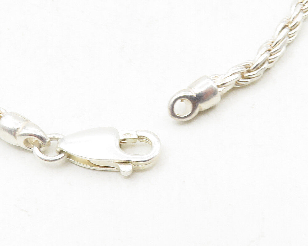 925 Sterling Silver  Vintage Hollow Fish Rope Twist Chain Bracelet  BT4151