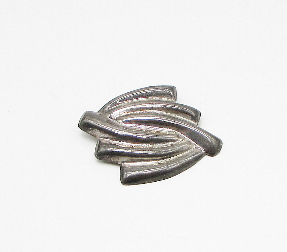 MEXICO 925 Silver Vintage Wavy Art Deco Pendant Brooch Pin BP1022