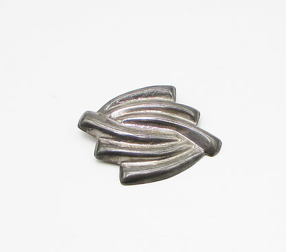 MEXICO 925 Silver Vintage Wavy Art Deco Pendant Brooch Pin BP1022