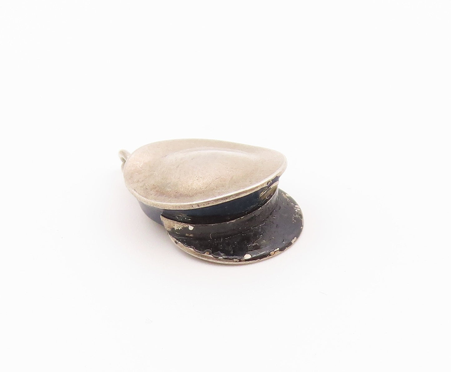 925 Sterling Silver  Vintage Petite Old Fashioned Police Hat Pendant  PT19375