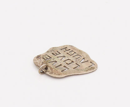 925 Sterling Silver  Vintage Stancil Cutout Live Love Laugh Pendant  PT22032