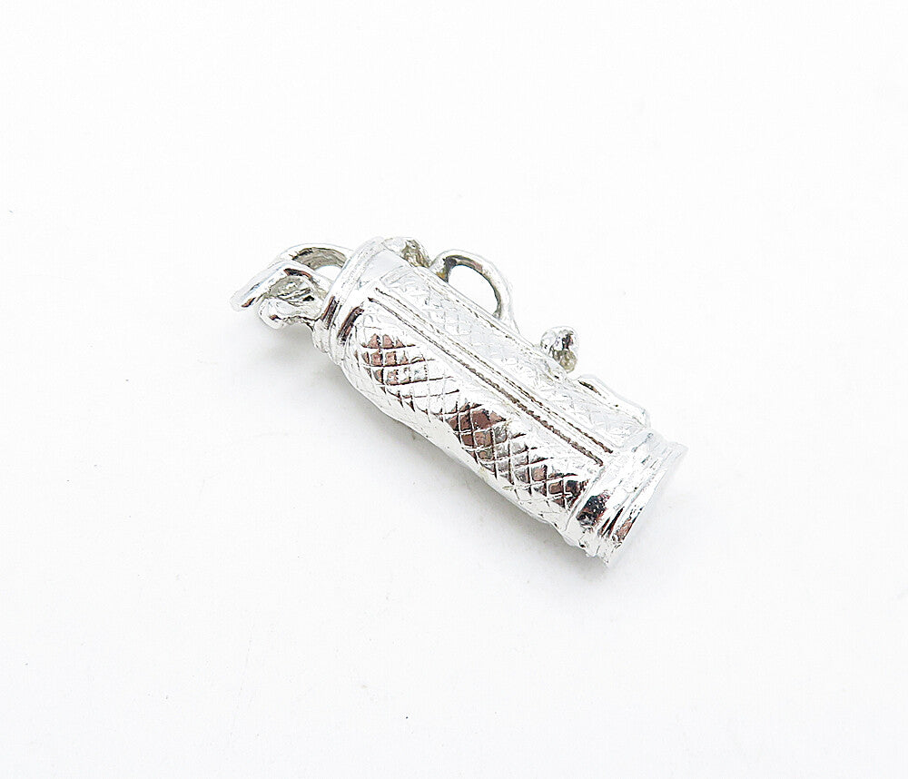 925 Sterling Silver  Vintage Shiny Petite Bag Of Golf Clubs Pendant  PT4756