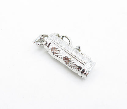925 Sterling Silver  Vintage Shiny Petite Bag Of Golf Clubs Pendant  PT4756