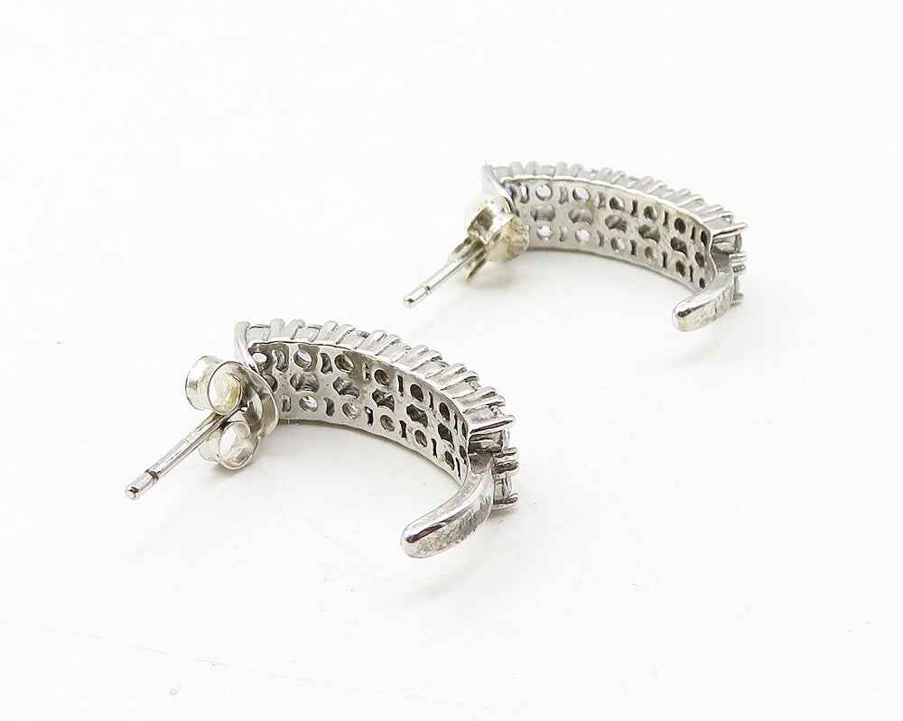 925 Sterling Silver  Sparkling Cubic Zirconia Curved Drop Earrings  EG6299