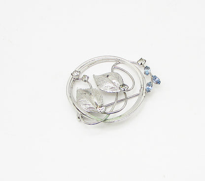925 Sterling Silver  Vintage Topaz & Cubic Zirconia Floral Brooch Pin  BP1013