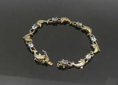 ROSS SIMON 925 Sterling Silver  Vintage Aquamarine Chain Bracelet  BT8447