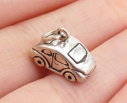 925 Sterling Silver  Vintage Petite Shiny Buggy Car Motif Drop Pendant  PT4257