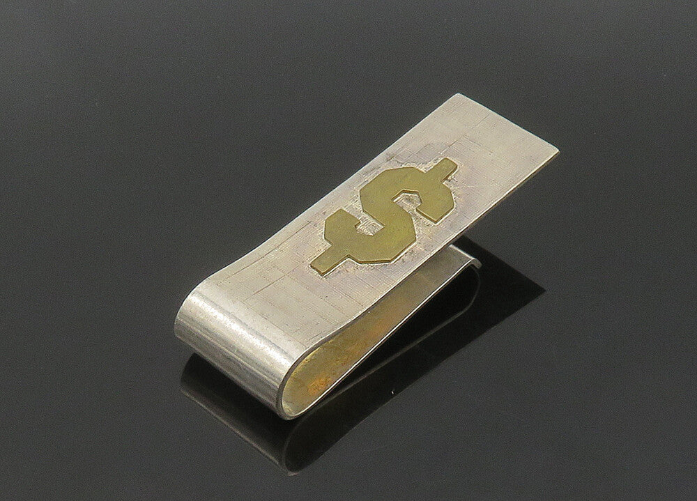 MEXICO 925 Sterling Silver  Vintage Two Tone Dollar Sign Money Clip  TR2967