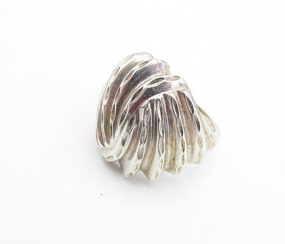 925 Sterling Silver  Vintage Modernist Shiny Etched Band Ring Sz 7.5  RG4746