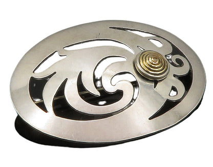 STAMAS 925 Sterling Silver  Vintage Two Tone Cutout Floral Brooch Pin  BP4518
