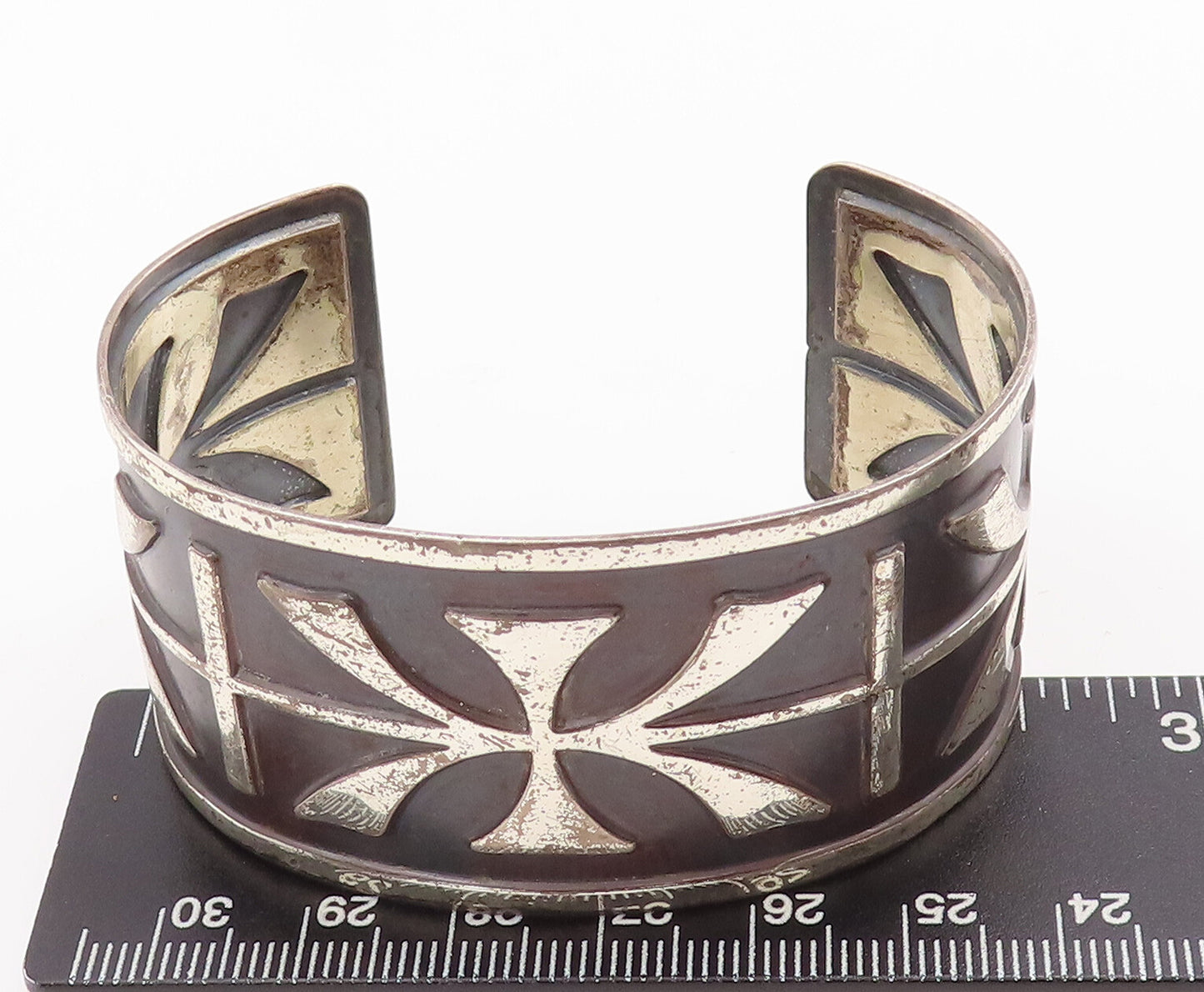 925 Sterling Silver Vintage Bracelet Antique European Floral Etched Cuff BT10554