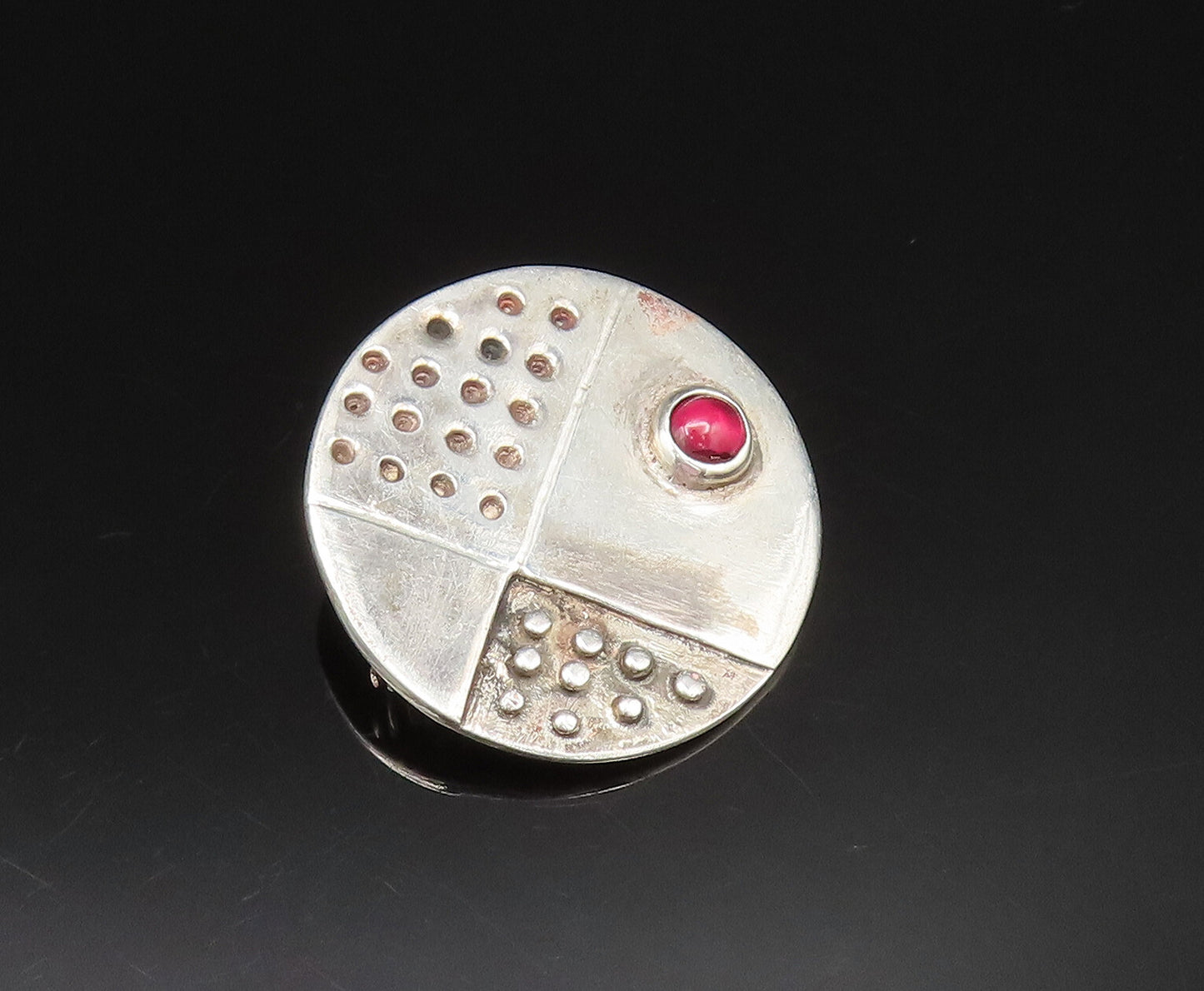 JW ENGLAND 925 Silver  Vintage Beads & Holes Chalcedony Brooch Pin  BP9664