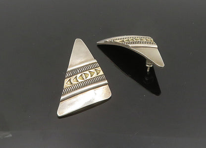 CHARLES PLATERO NAVAJO 925 Silver & 14K GOLD  Vintage 2 Tone Earrings  EG9878
