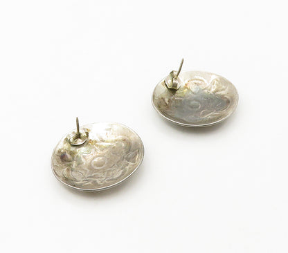 925 Sterling Silver  Vintage Floral Pattern Round Drop Earrings  EG8582