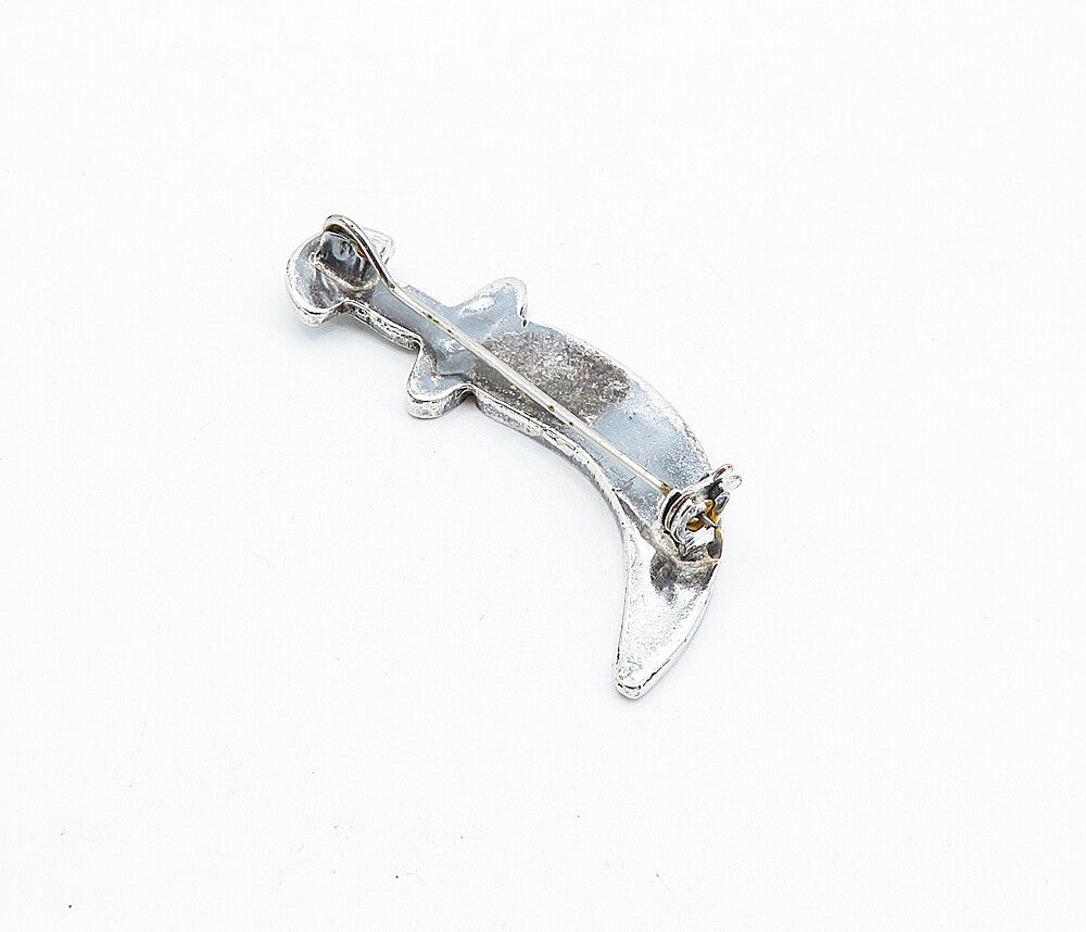 925 Sterling Silver  Vintage Mother Of Pearl Mosaic Dagger Brooch Pin  BP1648