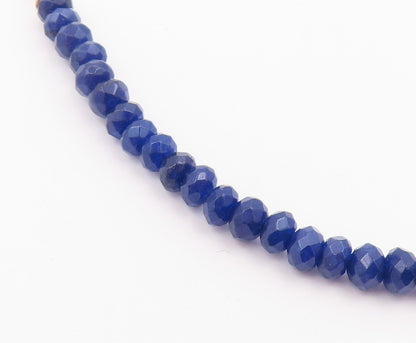 925 Sterling Silver Vintage Necklace Gold Plated Lapis Lazuli Bead Chain  NE4932