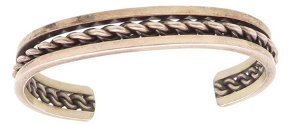 925 Sterling Silver Vintage Bracelet ROGER FRANCISCO NAVAJO Roped Cuff  BT11296