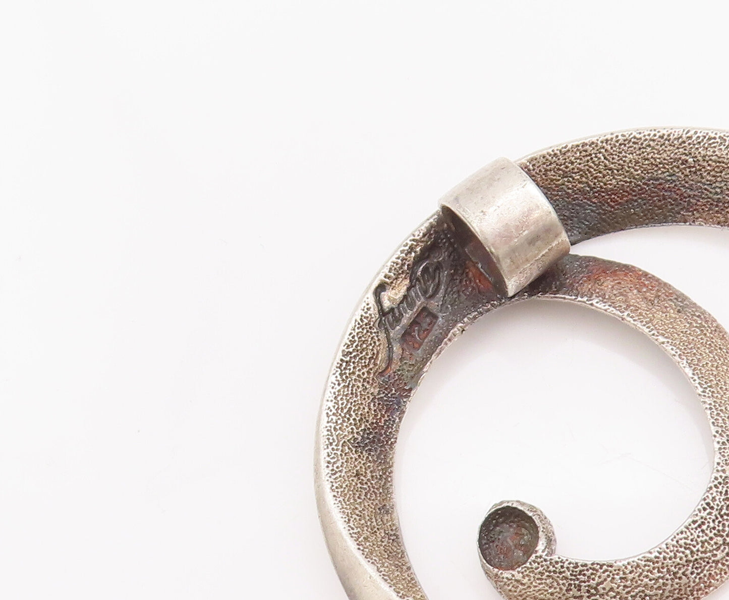 925 Sterling Silver Vintage Pendant Designer Solid Cutout Coiled Spiral  PT23027