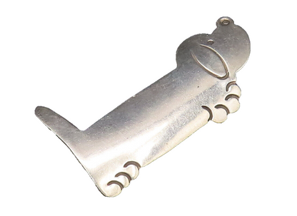 MEXICO 925 Silver  Vintage Minimalist Etched Puppy Dog Brooch Pin  BP9988