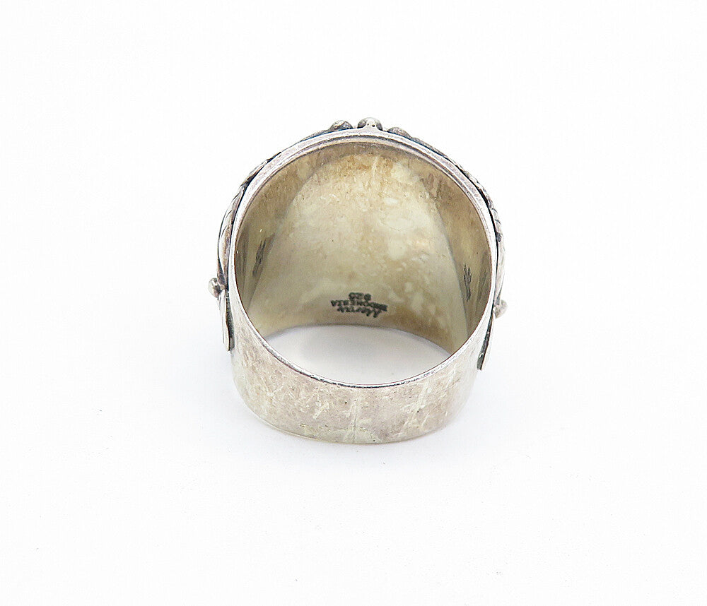 MERAV 925 Sterling Silver  Vintage Pearl Floral Cocktail Ring Sz 7  RG7684